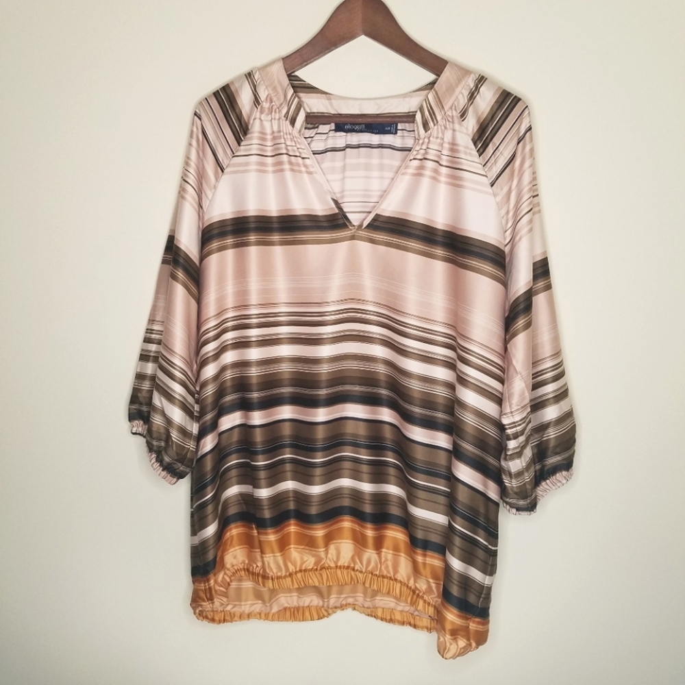 Eloquii Striped V-neck Blouse Sz 14/16 NWOT